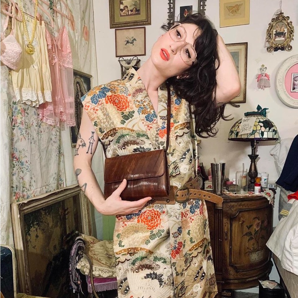 True Vintage 90s Eel Skin Cross Body Purse